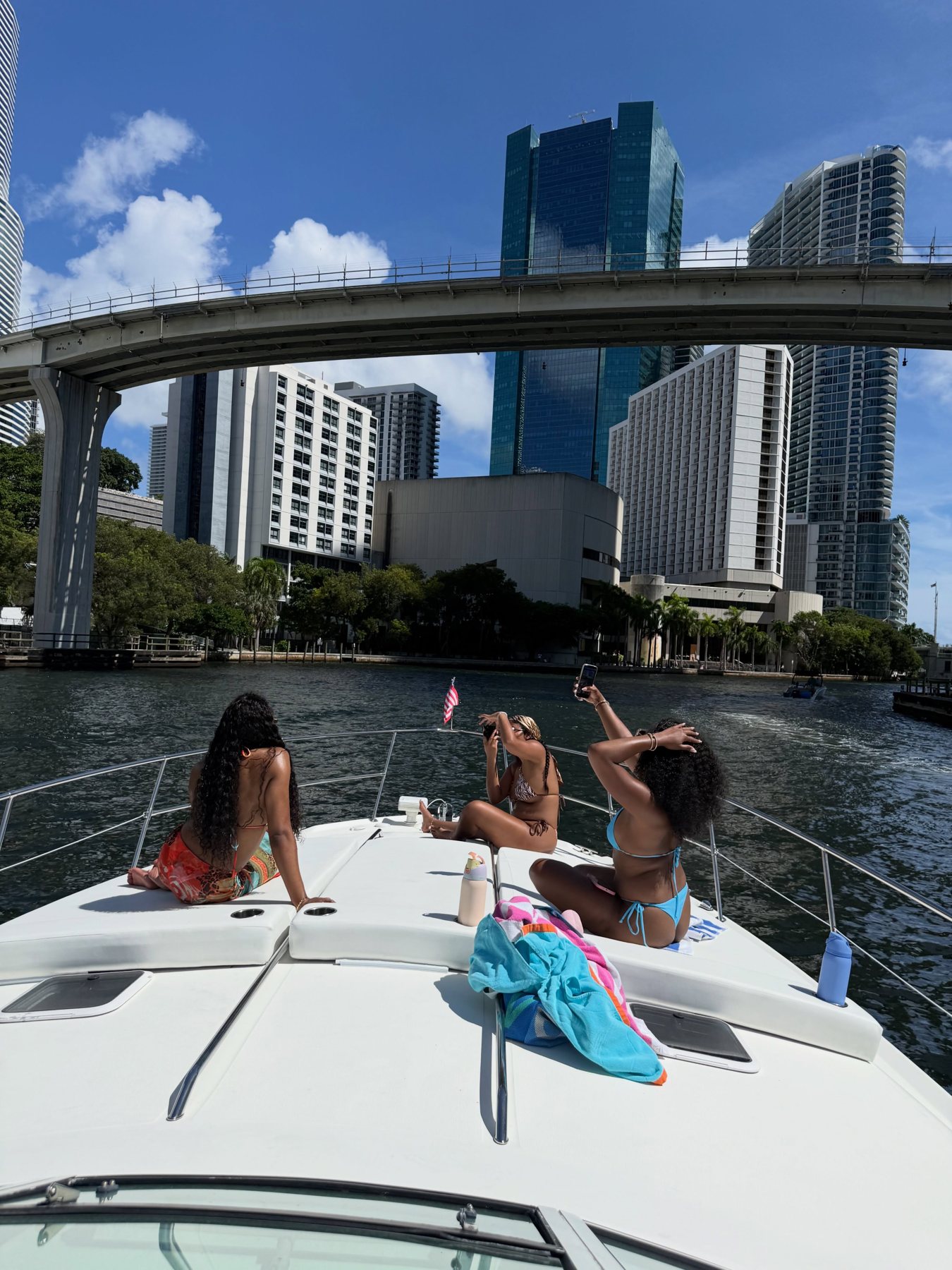 Friends celebrating on the yacht